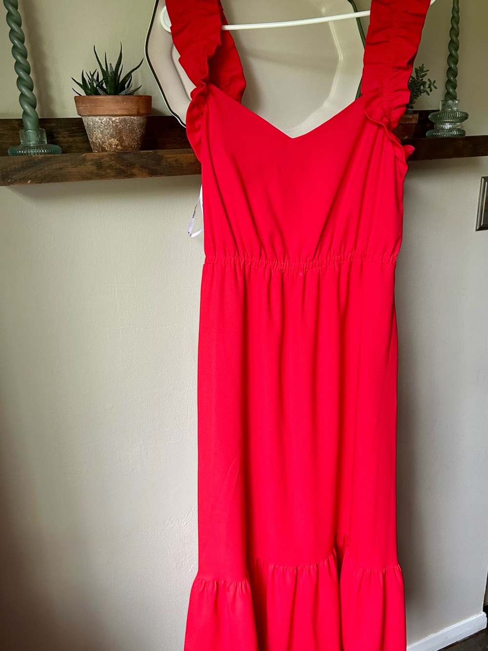 Kensie Red Ruffle Strap Dress - Picture 2 of 3